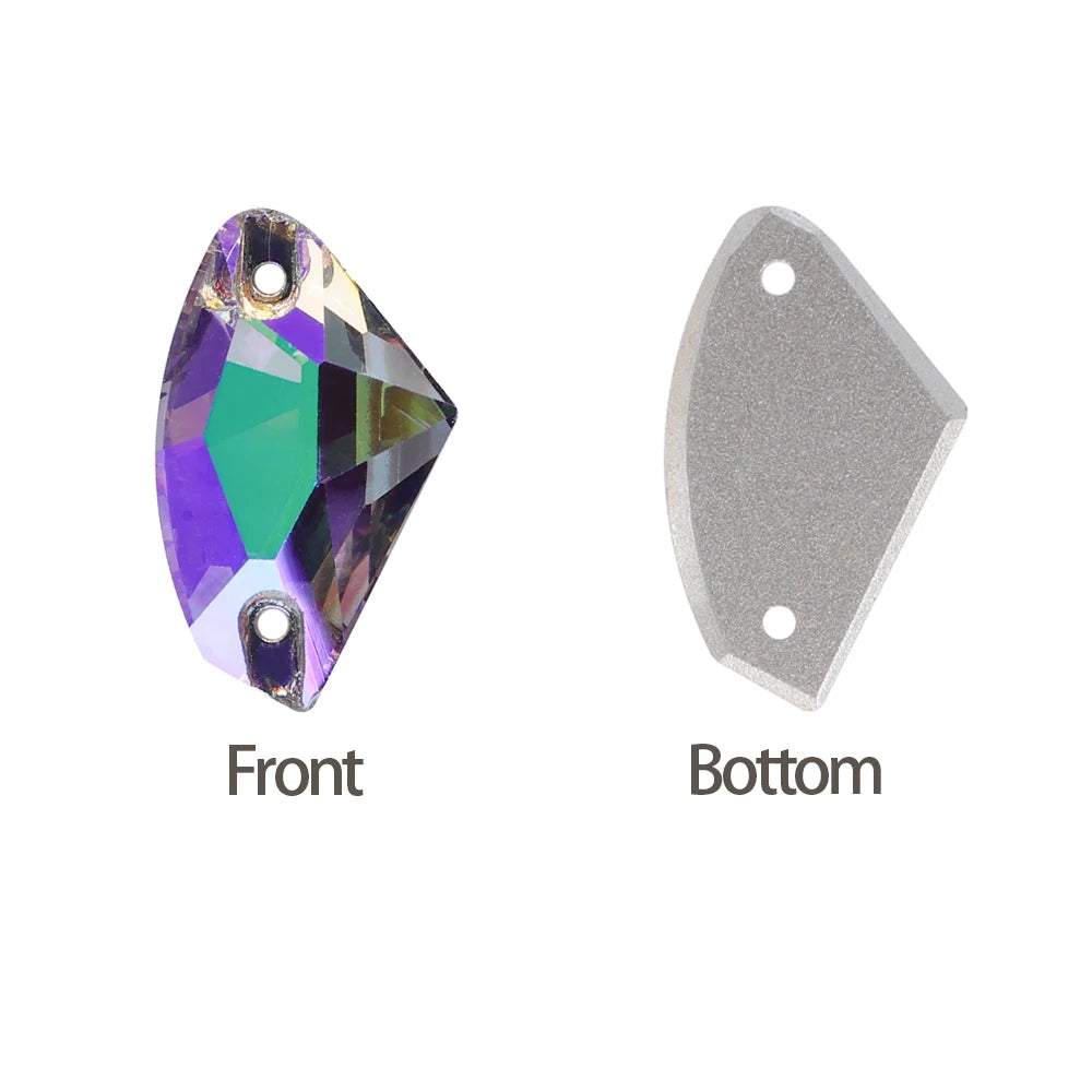 Factory Direct Wholesale Low MOQ Glass Crystal Galactic Sew-On Rhinestones With Two Holes for Garment Decoration 3256