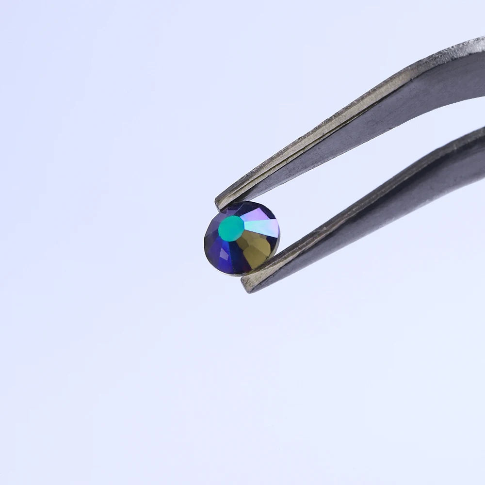 Crystal Sticker Wholesale Bulk Green Flame Glitter Flatback Rhinestones SS3-SS50 Non Hotfix Strass Glue on Nail Art Decoration