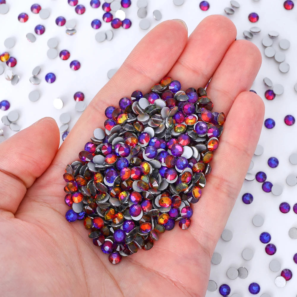 QIYI Wholesale Top Quality Non Hot Fix Strass Nail Stones Flatback Glass Crystal AB Rhinestone