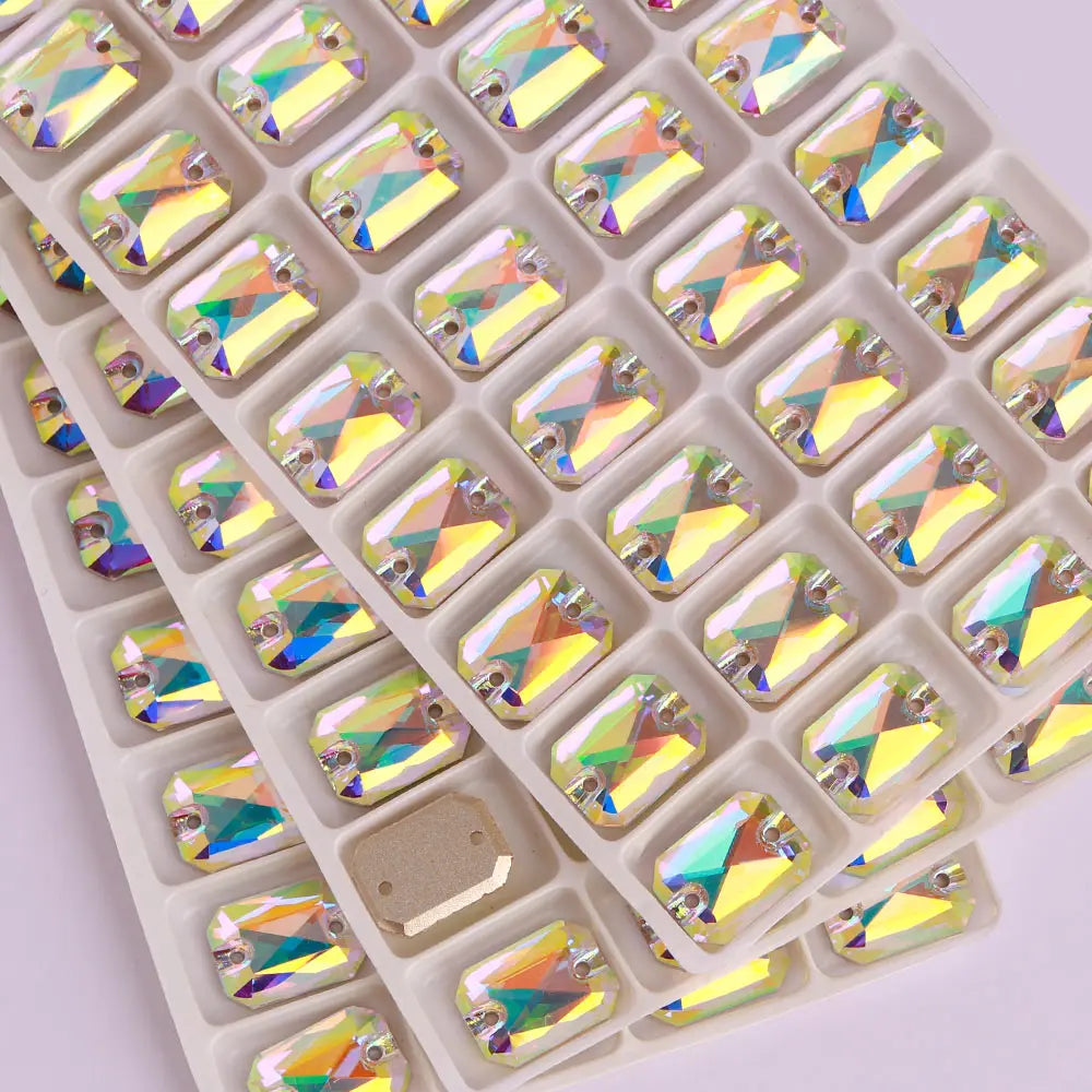 60+Colors Emerald Cut Sew on Rhinestones for Dancing Dress Accessories High Quality K9 Glass  for Jewelry Accessories
