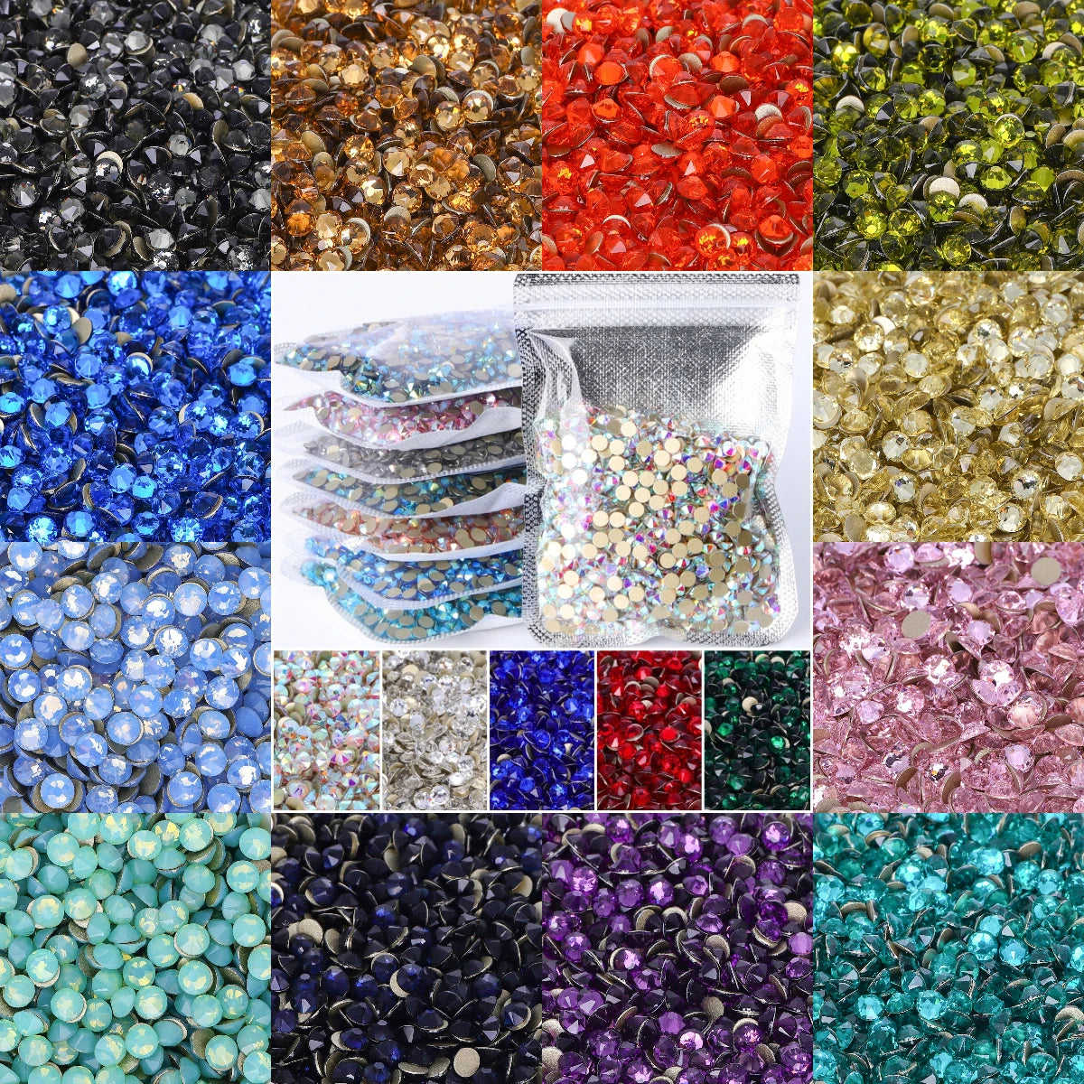 QIYI Factory Direct Wholesale 2088 Non Hot Fix 12 Facets Multi Colors Size Flat Back High Quality Glass Loose Rhinestones
