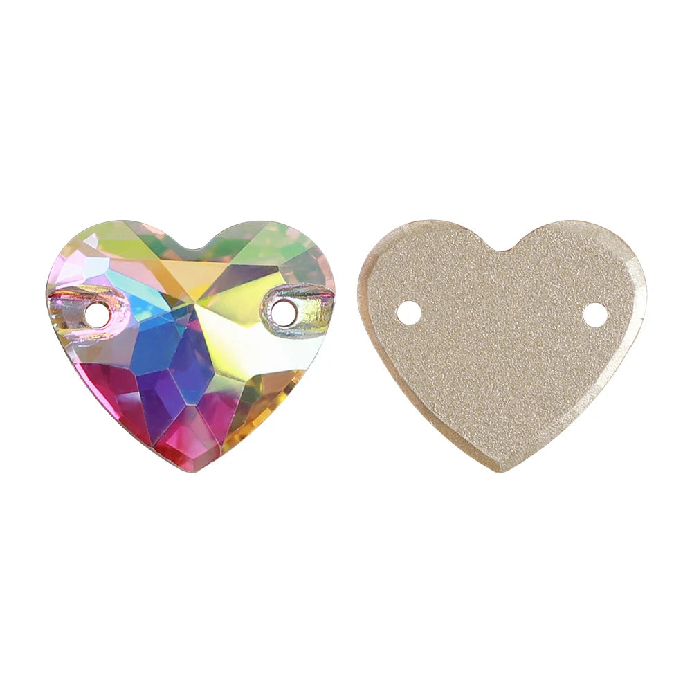 QIYI Factory Direct Wholesale Popular Fashion Design Bright Pure Versatile Minimalist Heart Shape Sew-on Rhinestones  3259