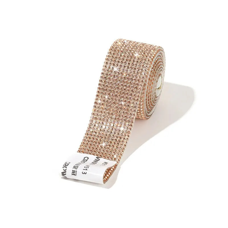 QIYI Wholesale Rhinestone Tape Self Adhesive Rhinestones Trimming Bling Crystal Glass Sheets Roll Wrap Sticker for Tumbler