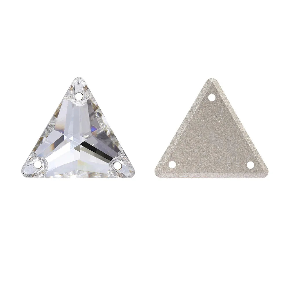3270 Factory Direct 12mm/16mm/22mm Different Sizes 55+ Colors Top Quality Durable Grade AAAAAA Glass Triangle Sew-on Rhinestone