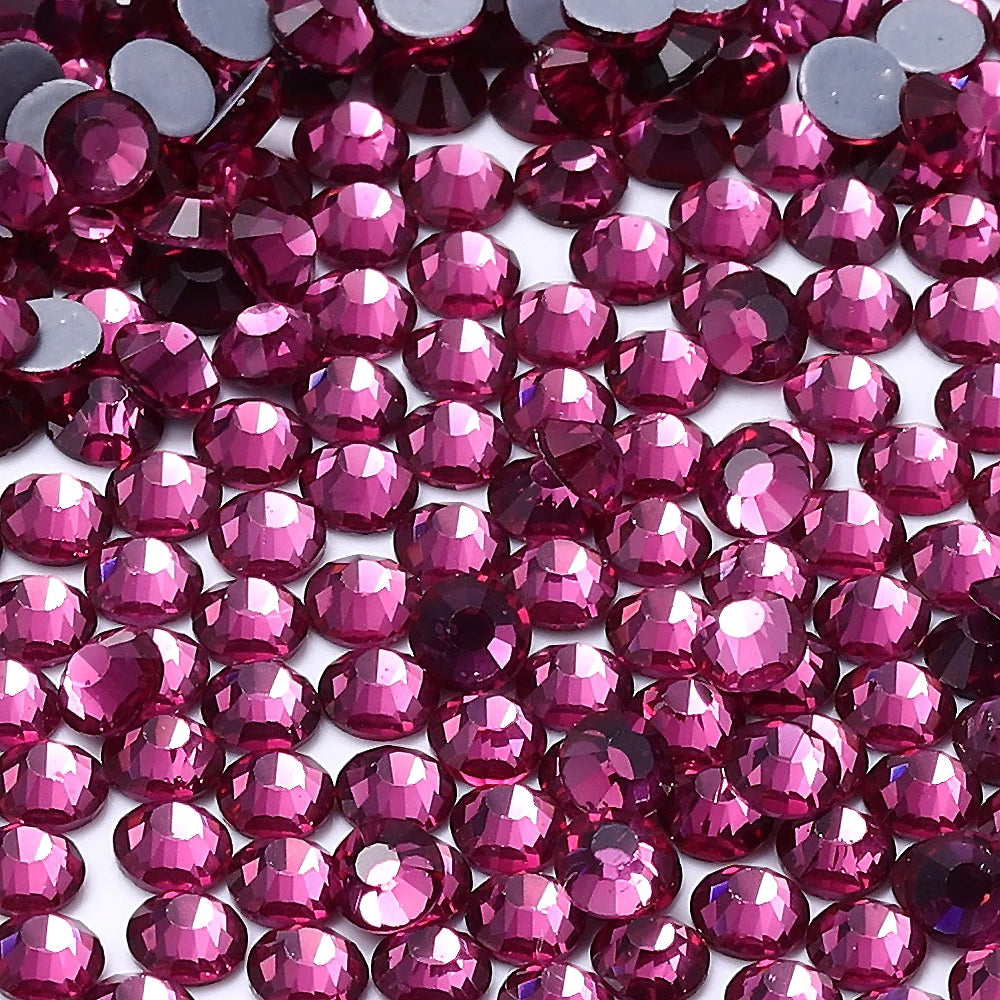 Wholesale 60Colors Hotfix Glass Crystal Rhinestone Flat Back Round Hotfix Crystal Stone Delicate for Clothing Accessories