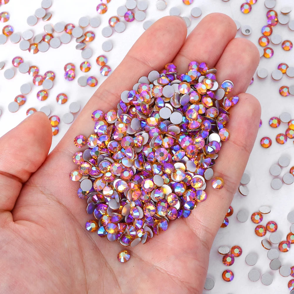 QIYI Wholesale 14400pcs Bulk Package Non Hotfix Rhinestones Glitter Bling Glue on Rhinestones for Accessories