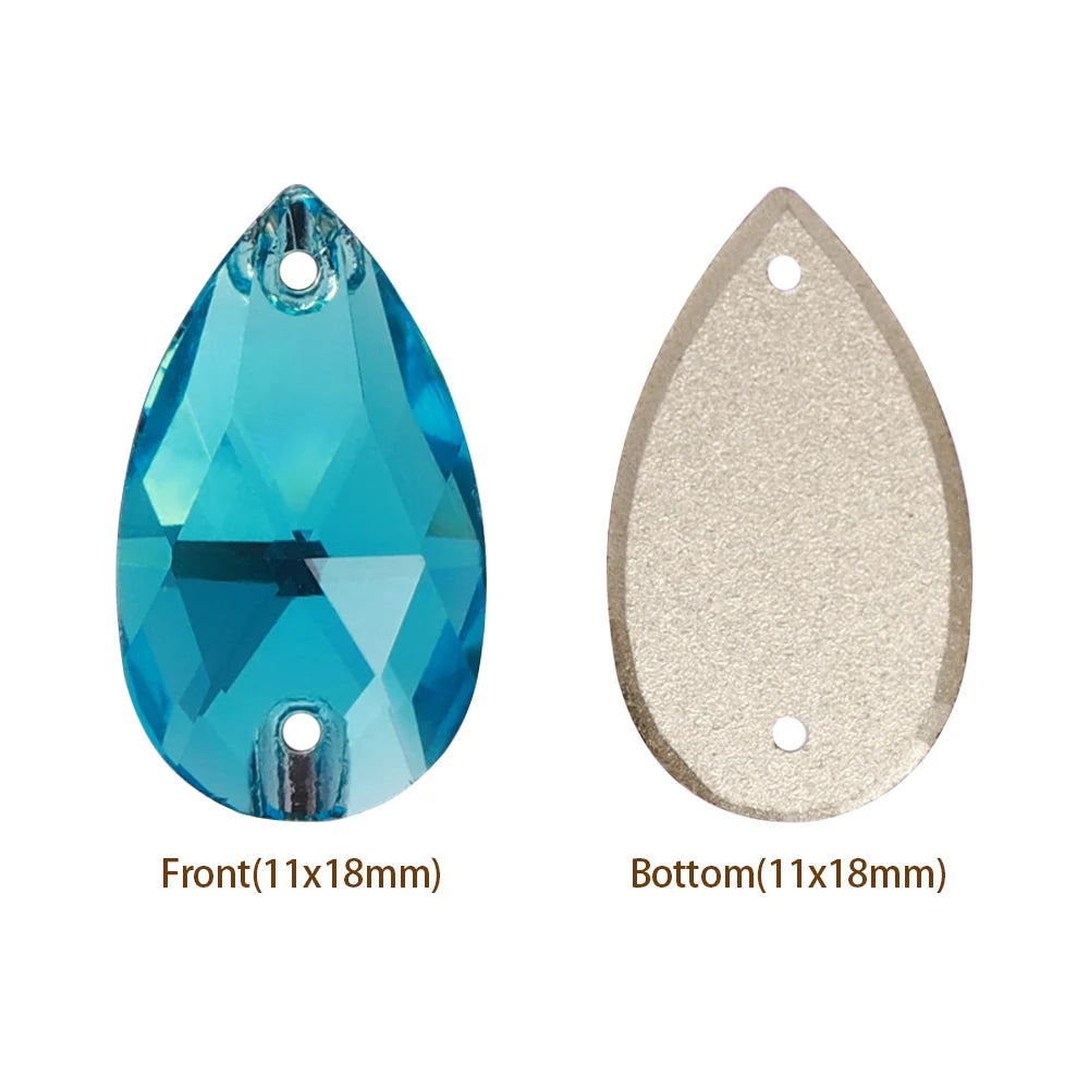 Hot Selling QIYI Brand 55 Colors Multi Size Multi Shape High Quality Flat Back Drop Sew-on Glass Crystal Rhinestones 16 Facets