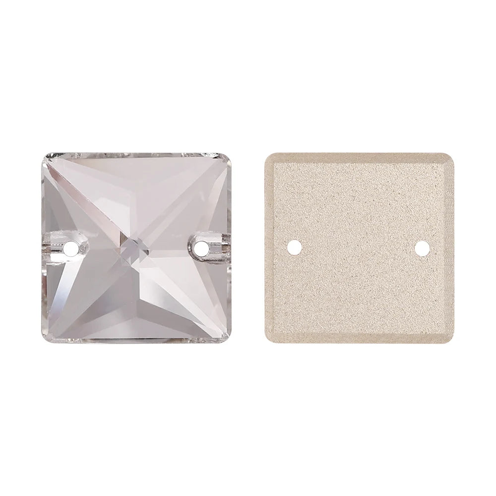 Wholesale Custom Square Sew-on Loose Rhinestones 5A Quality Crystal FlatBack 2 Holes 12 Facets Sewing Bling Decoration