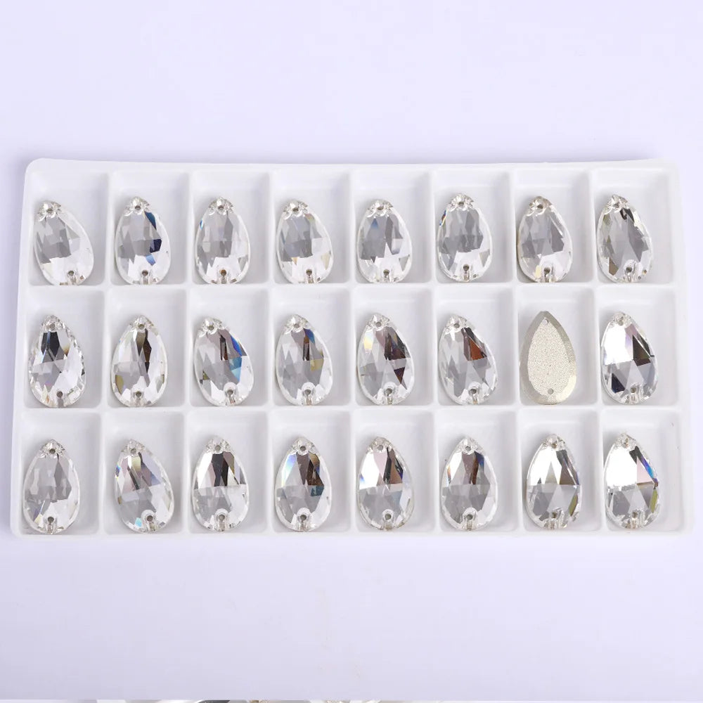 Wholesale  Drop Sew-on Stone K9 Crystal Flat Back  Rhinestones  Crystal for Sewing Glass Fancy Sew on Drop 3230