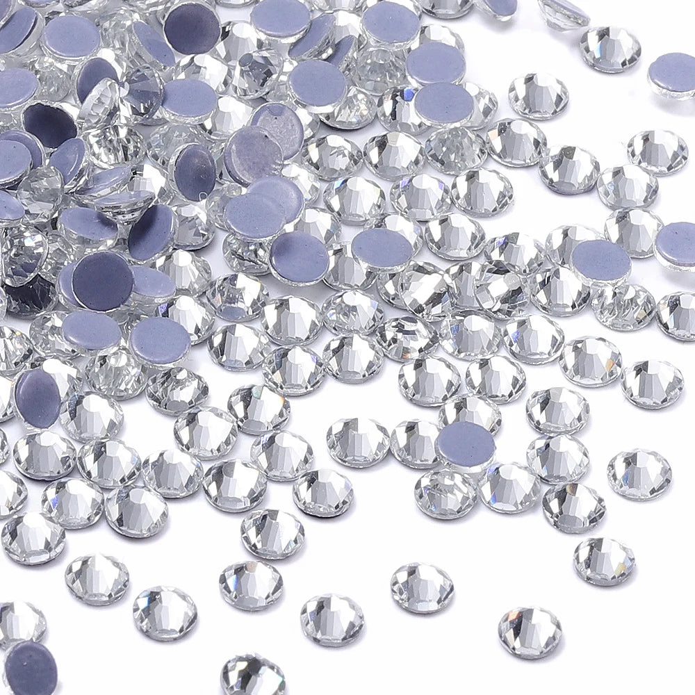 Factory Price Hotfix Glass Crystal Flat Back Rhinestone Round Hotfix Crystal Stone Shine Blilng  for Clothing Accessories