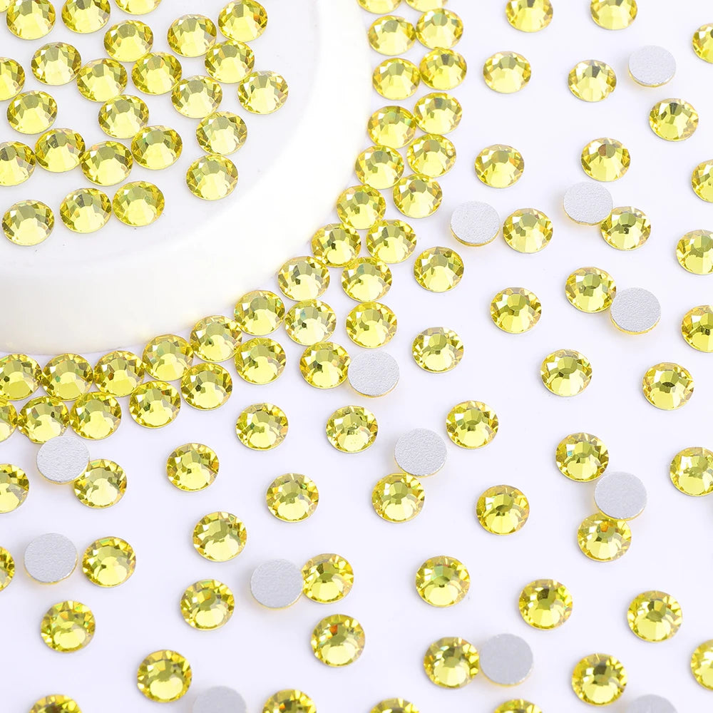 QIYI Wholesale 14400pcs Bulk Package Flatback Rhinestones Glitter Bling Glue on Luminous Rhinestones for Accessories