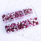 Wholesale 6 Grid Non Hotfix Crystal AB Rhinestone Flatback Glass Rhinestone Mixed Size for Nail Art Decoration