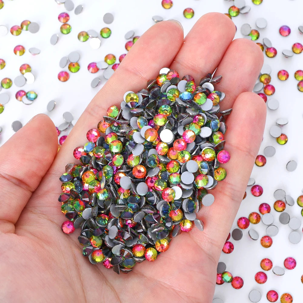 QIYI Wholesale Top Quality Non Hot Fix Strass Nail Stones Flatback Glass Crystal AB Rhinestone