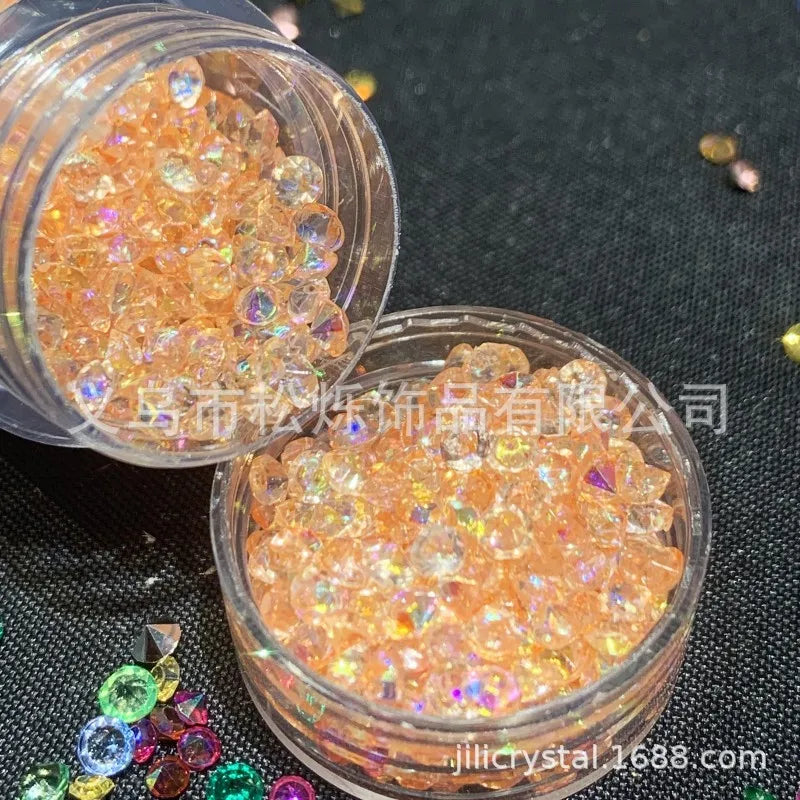 Wholesale Unique Gradient Coloured Plastic Resin Rhinestones Loose Beads for DIY Accessories Bulk Craft Materials