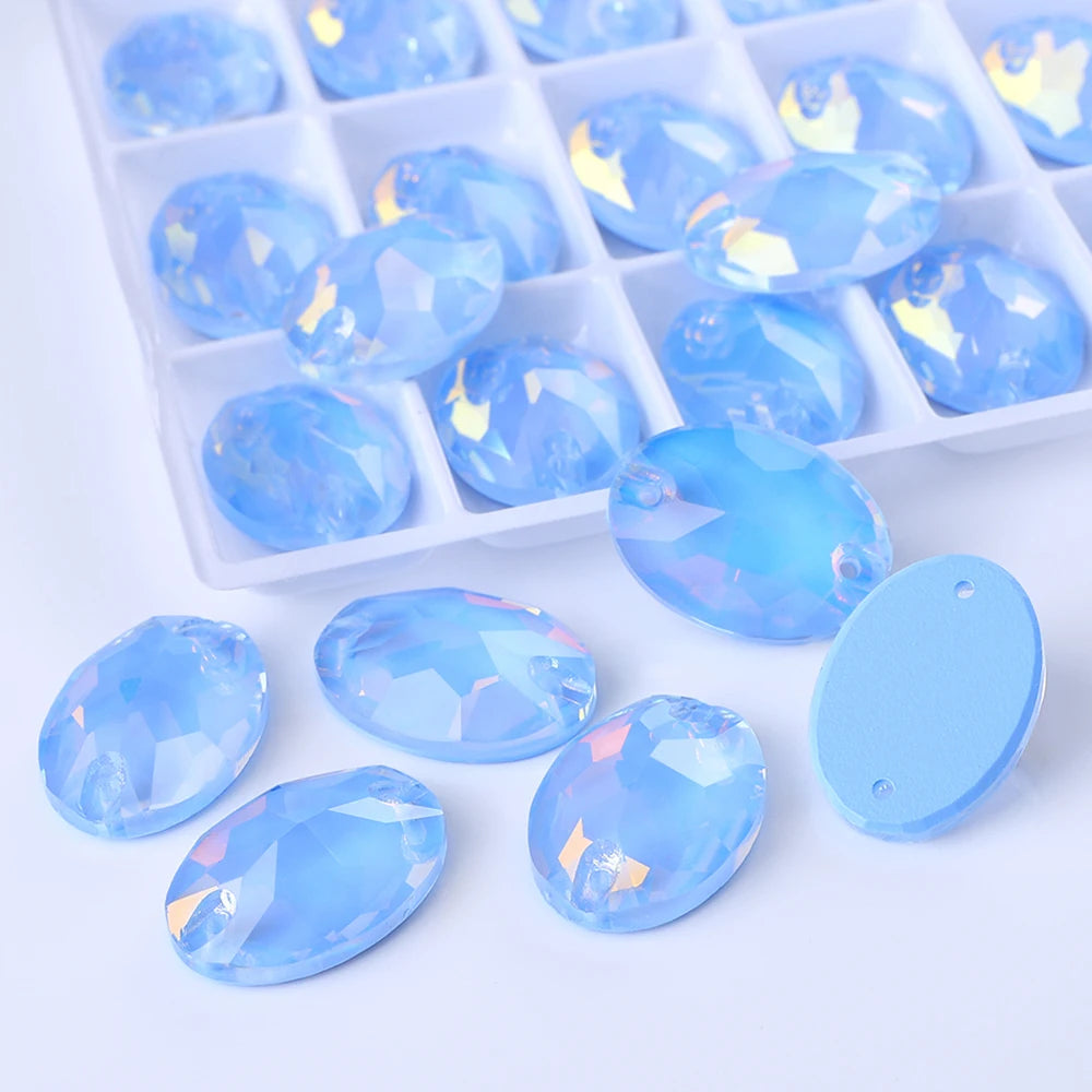 Wholesale Oval Crystal Sew-on Rhinestones K9 Glass Sew on Stones Garment Beads Clothing Sewing Accessories