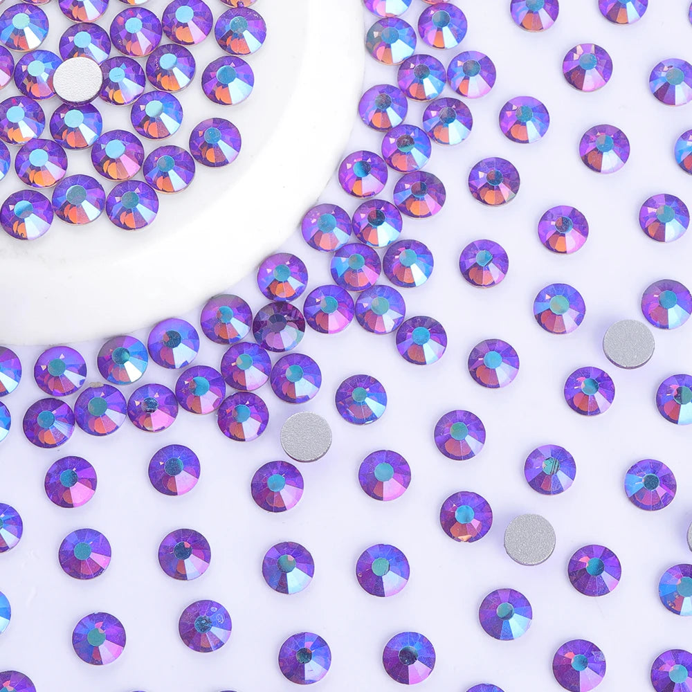 QIYI Wholesale 14400pcs Bulk Package Flatback Rhinestones Glitter Bling Glue on Luminous Rhinestones for Accessories