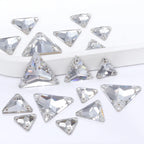 Customizable Triangle Crystal Glass Loose Rhinestones Sew-On Flatback 12mm/16mm/22mm for Wedding Dresses & Garments