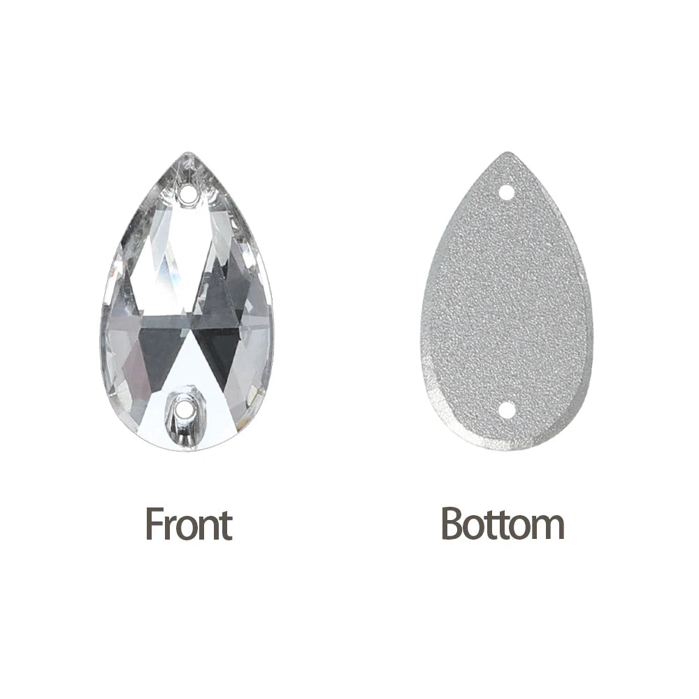 Hot Selling QIYI Brand 55 Colors Multi Size Multi Shape High Quality Flat Back Drop Sew-on Glass Crystal Rhinestones 16 Facets