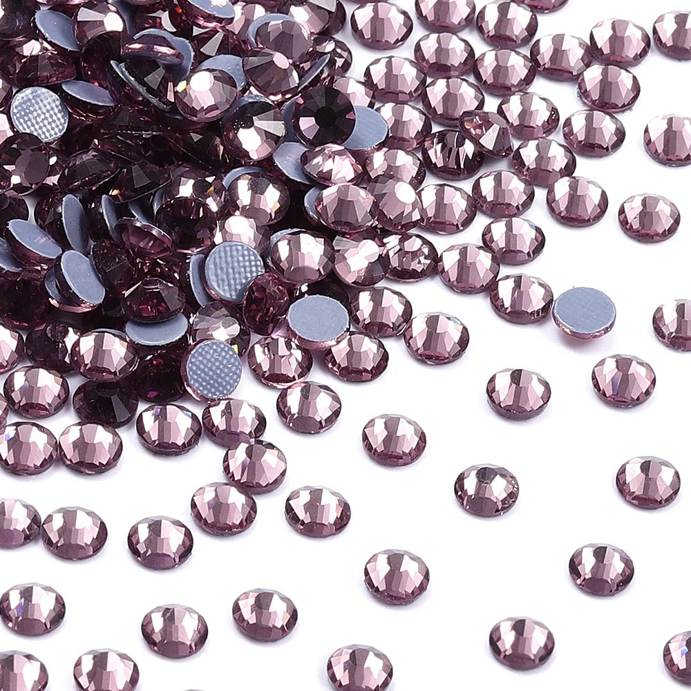 Ready Stock Flat Back Hotfix Glass Crystal Rhinestone Round Hotfix Crystal Stone Girls Love Bling Bling for Clothing Accessories