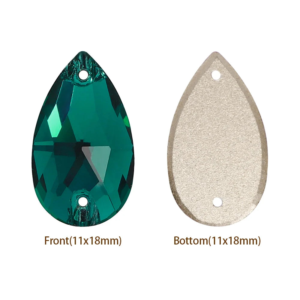 Hot Selling QIYI Brand 55 Colors Multi Size Multi Shape High Quality Flat Back Drop Sew-on Glass Crystal Rhinestones 16 Facets