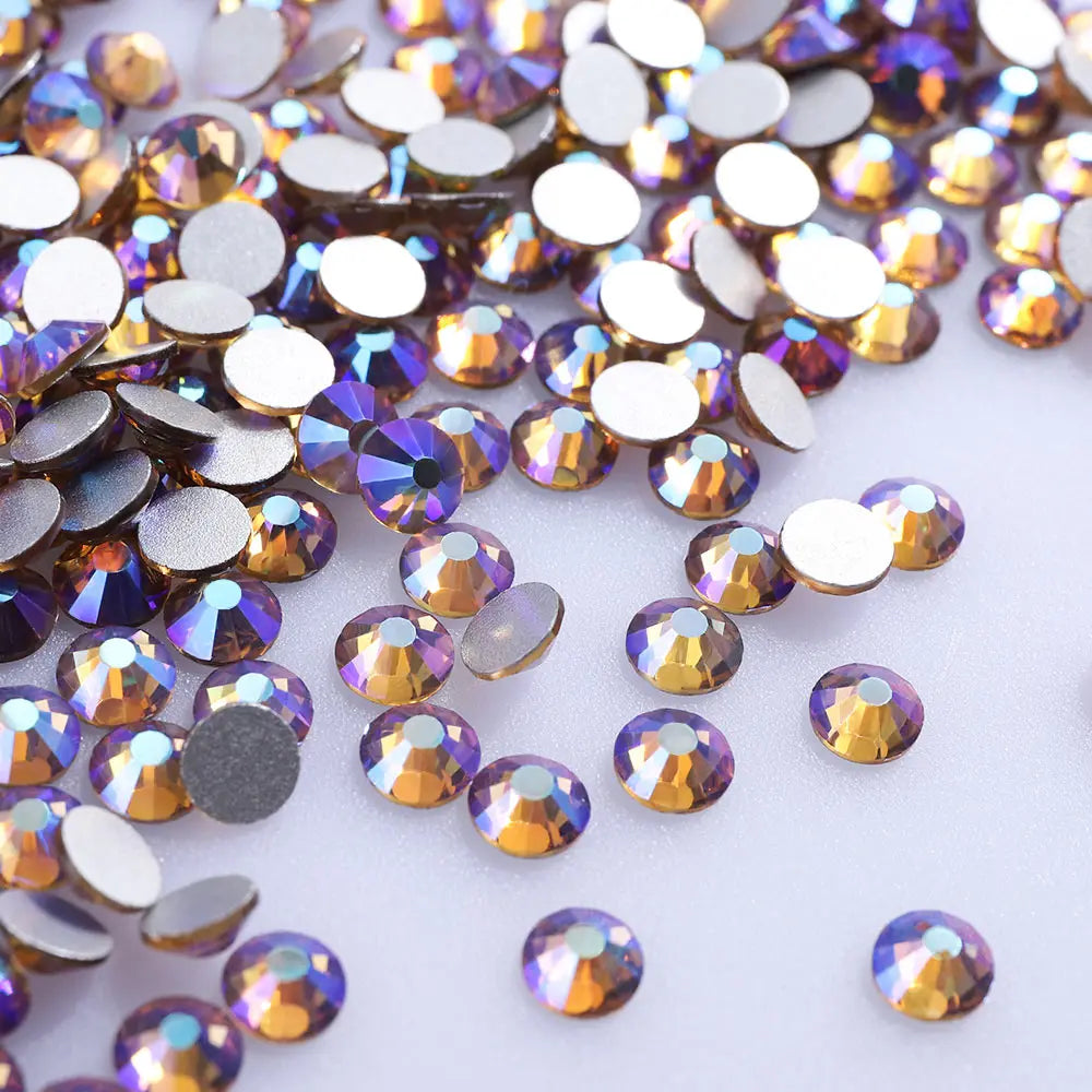 Customized Rhinestone Supplier Glass Crystals Nail Art Rhinestones SS10 Non Hot Fix Diamond AB Rhinestone Bling for Garment Nail