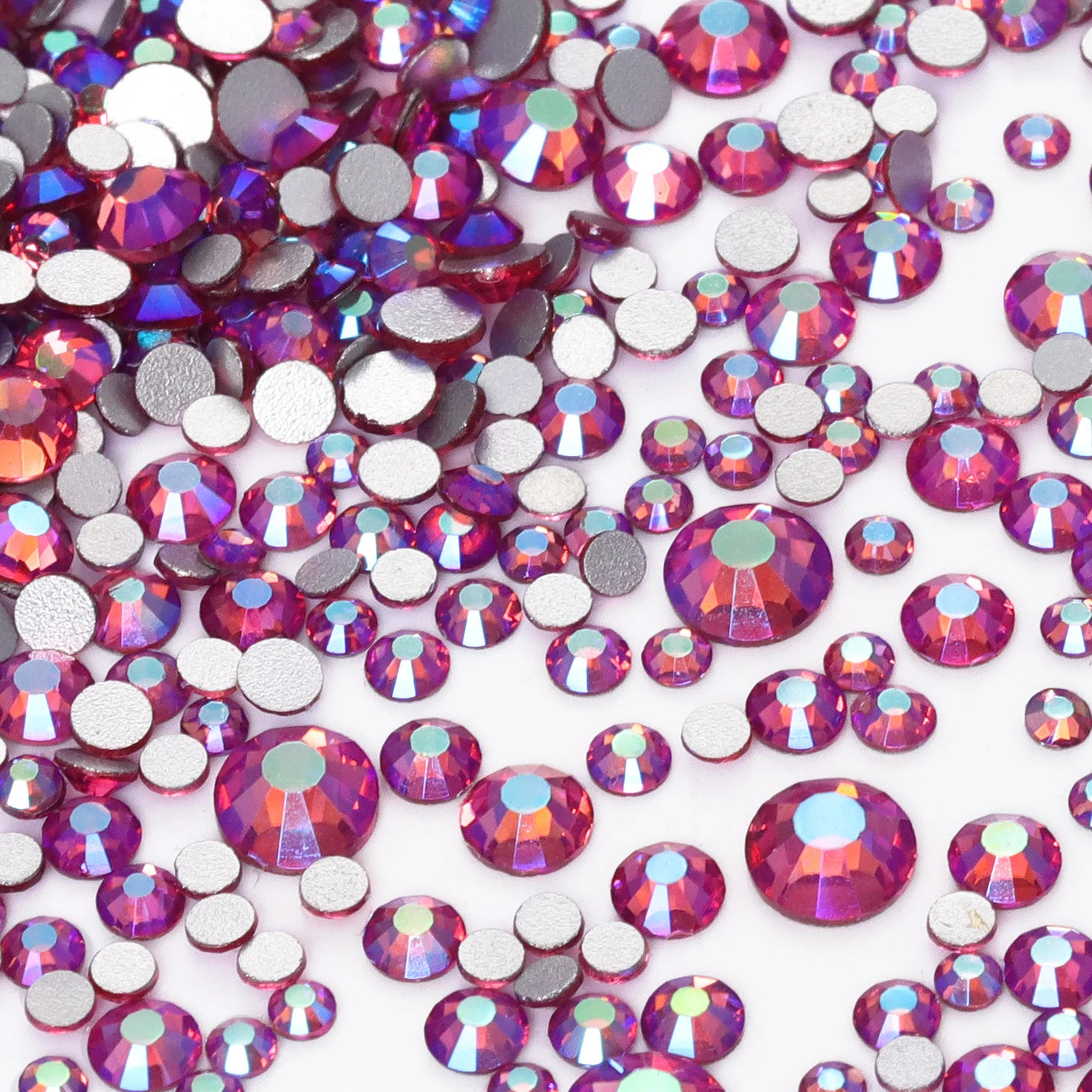 QIYI High Quality Glass Crystal AB Rhinestones  Mixed Size Ss3-ss20  Non Hotfix Flatback Crystal Rhinestones for Clothing Fabric