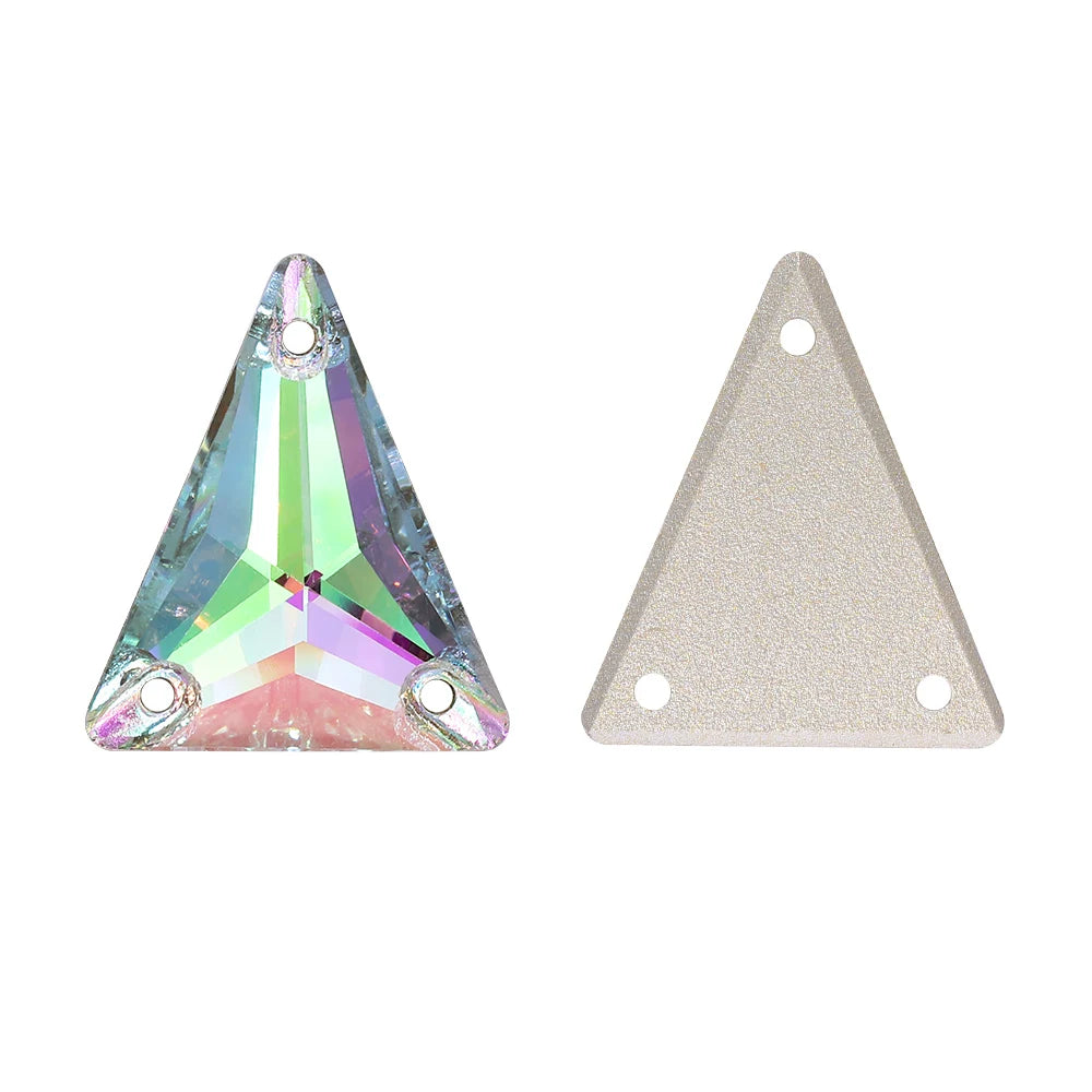 3271 Hot Selling Slim Triangle Factory Direct Wholesale High Quality Durable Shimmering Clear Glass Crystal Sew-On Rhinestones