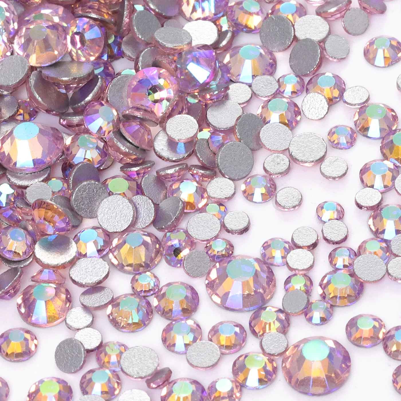QIYI High Quality Glass Crystal AB Rhinestones  Mixed Size Ss3-ss20  Non Hotfix Flatback Crystal Rhinestones for Clothing Fabric