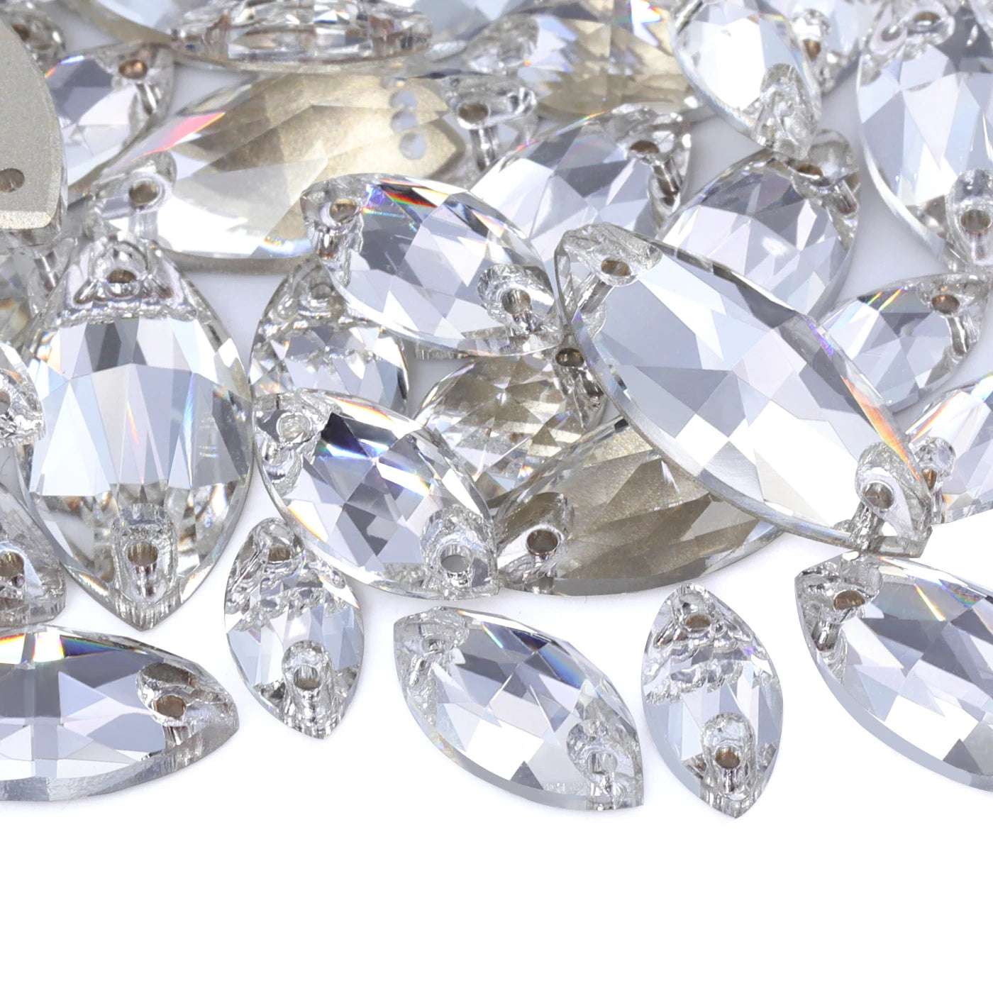 Wholesale Navette 55 Colors Crystal AB Sew-on Rhinestones Horse Eye Glass Gems Clothing Flatback Sewing Stones for Jewelry Cloth
