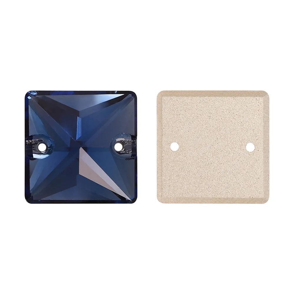 Wholesale Custom Square Sew-on Loose Rhinestones 5A Quality Crystal FlatBack 2 Holes 12 Facets Sewing Bling Decoration