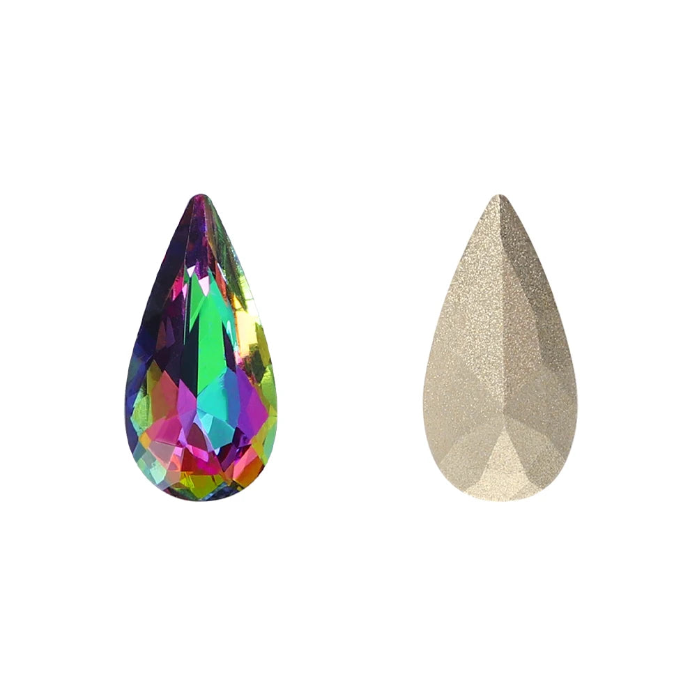 QIYI K9 Glass Tear Drop Shape Effect Color High Quality Fancy Shape Sparkling Bright Shining Point Back Stones for Decoration