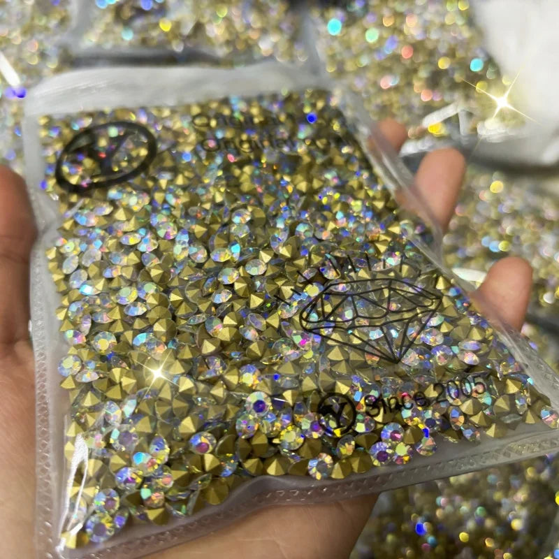 SS13 AB Pointed-Back Crystal Rhinestones Non-Hotfix Chaton Strass DIY Nail Decoration & Wedding Garment Materials