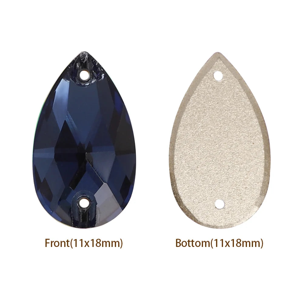 Hot Selling QIYI Brand 55 Colors Multi Size Multi Shape High Quality Flat Back Drop Sew-on Glass Crystal Rhinestones 16 Facets