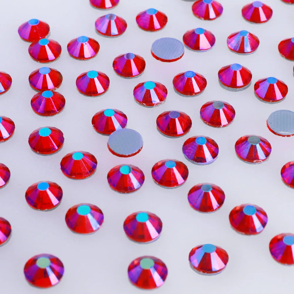 QIYI High Quality Glass Rhinestones Bulk Wholesale Crystal AB Iron on Rhinestone for Custom Transfer Designs