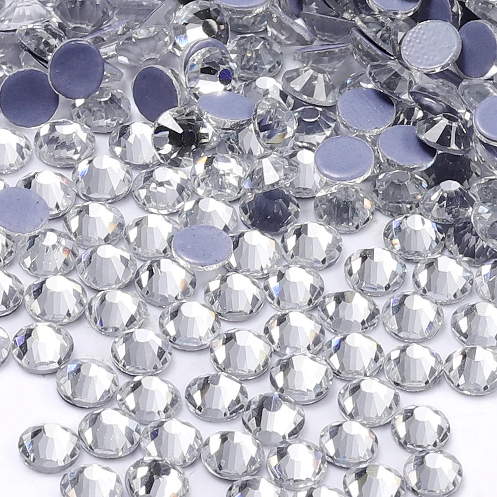 Wholesale Crystal and Crystal AB SS3-SS30 Hot Fix High Quality Glass Crystal Bright Shining Rhinestones for Garment Decoration
