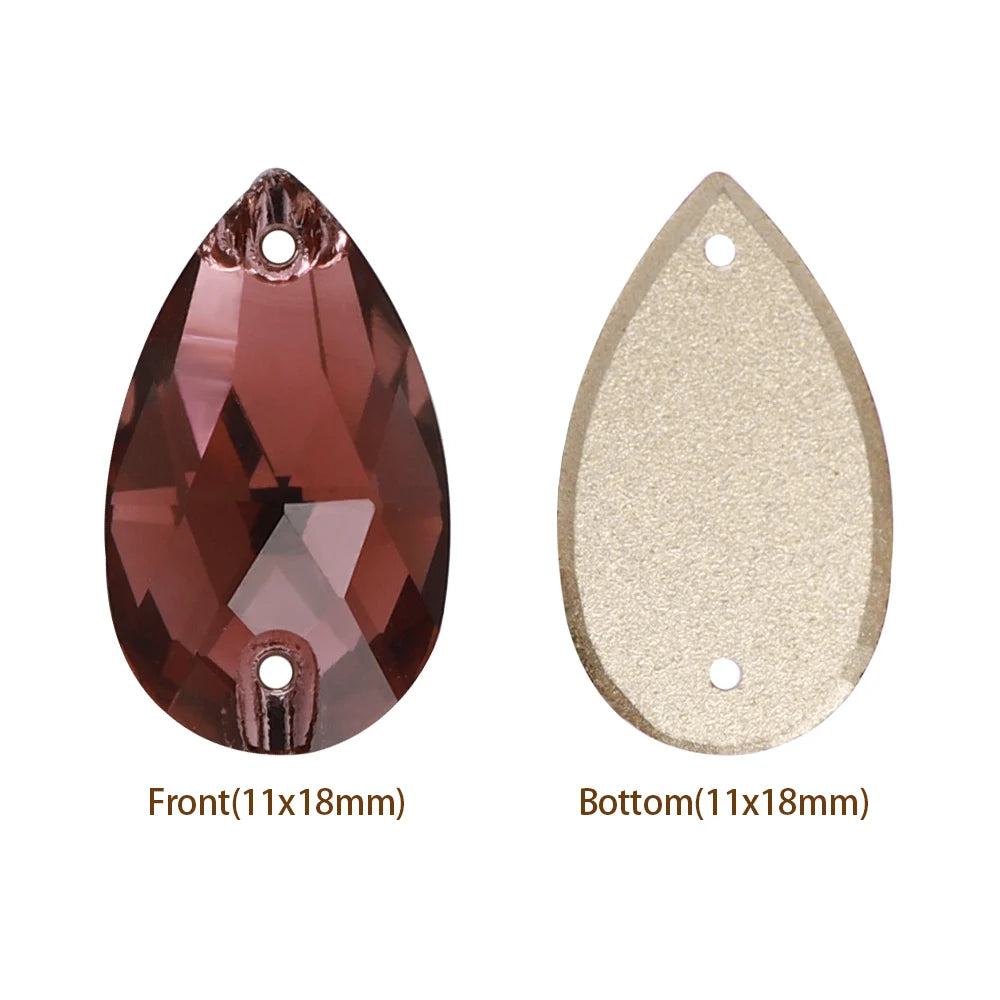 Hot Selling QIYI Brand 55 Colors Multi Size Multi Shape High Quality Flat Back Drop Sew-on Glass Crystal Rhinestones 16 Facets