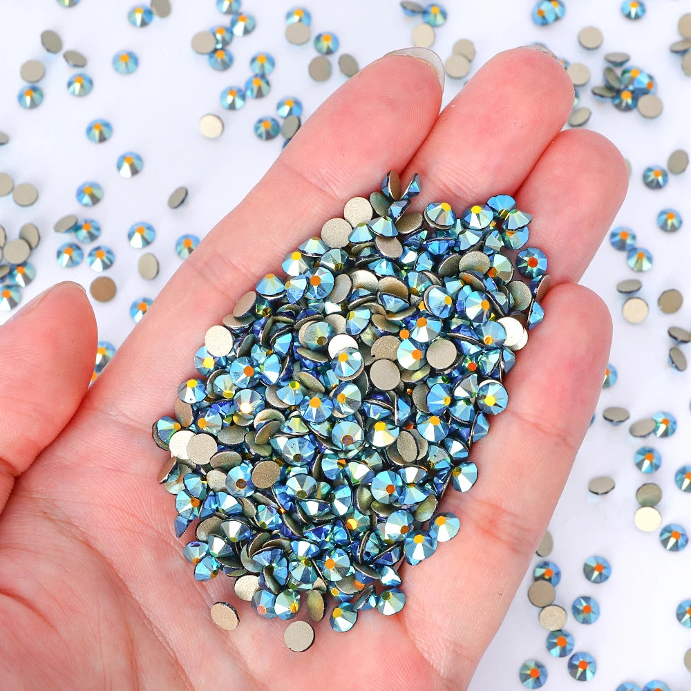 Top Quality 2088 Crystal Glass Rhinestones 16 Cut Facets Round Flatback Diamond Strass AB in Bulk Stones for Cloth Tumbler