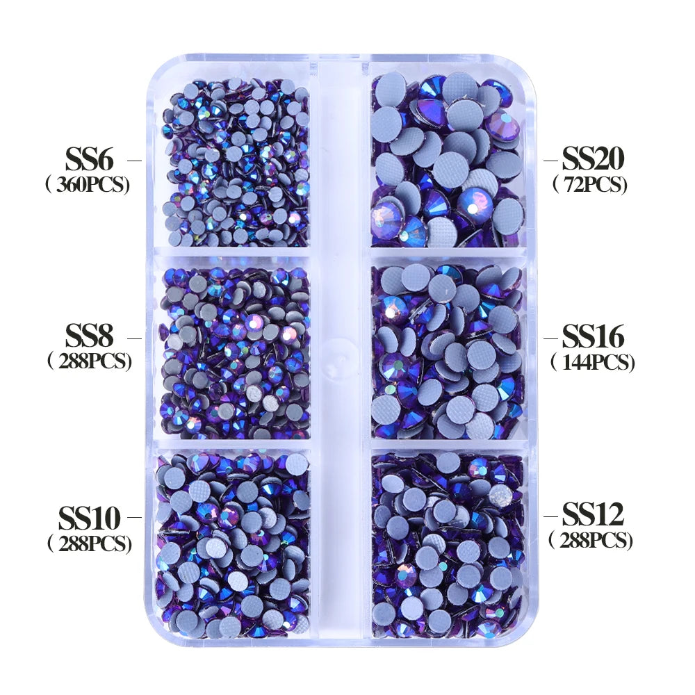 Wholesale SS6 SS10 SS16 SS20 SS30 6 Grid Mix Size Clear AB Rhinestone Hotfix Rhinestones for Costumes