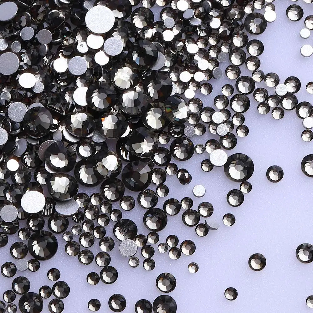 Wholesale Rhinestones 200 Colors 1440pcs  Mix Size Glue on Glass Flat Back Rhinestone Bulk Glass Rhinestone Crystal for Garment
