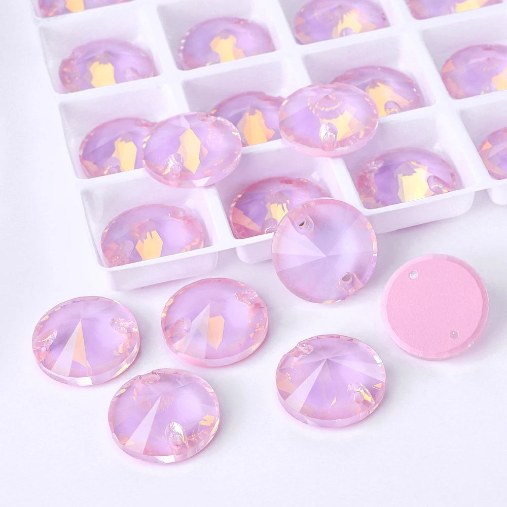 Top Quality Rivoli  80+ Colors Rhinestones Crystal AB Sew-on Rhinestones Glass Gems Clothing Flatback Sewing Stones for Women