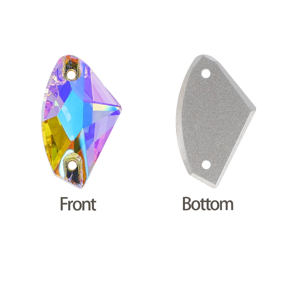 Factory Direct Wholesale Low MOQ Glass Crystal Galactic Sew-On Rhinestones With Two Holes for Garment Decoration 3256