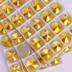 Ready to Ship Neon Rivoli Rhinestones 55 Colors Crystal  Sew-on Rhinestones Glass Clothing Flatback Sewing Stones for Women