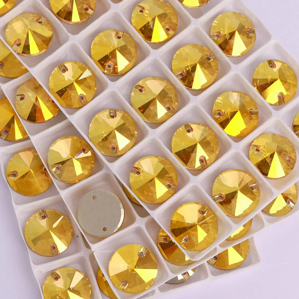 Ready to Ship Neon Rivoli Rhinestones 55 Colors Crystal  Sew-on Rhinestones Glass Clothing Flatback Sewing Stones for Women