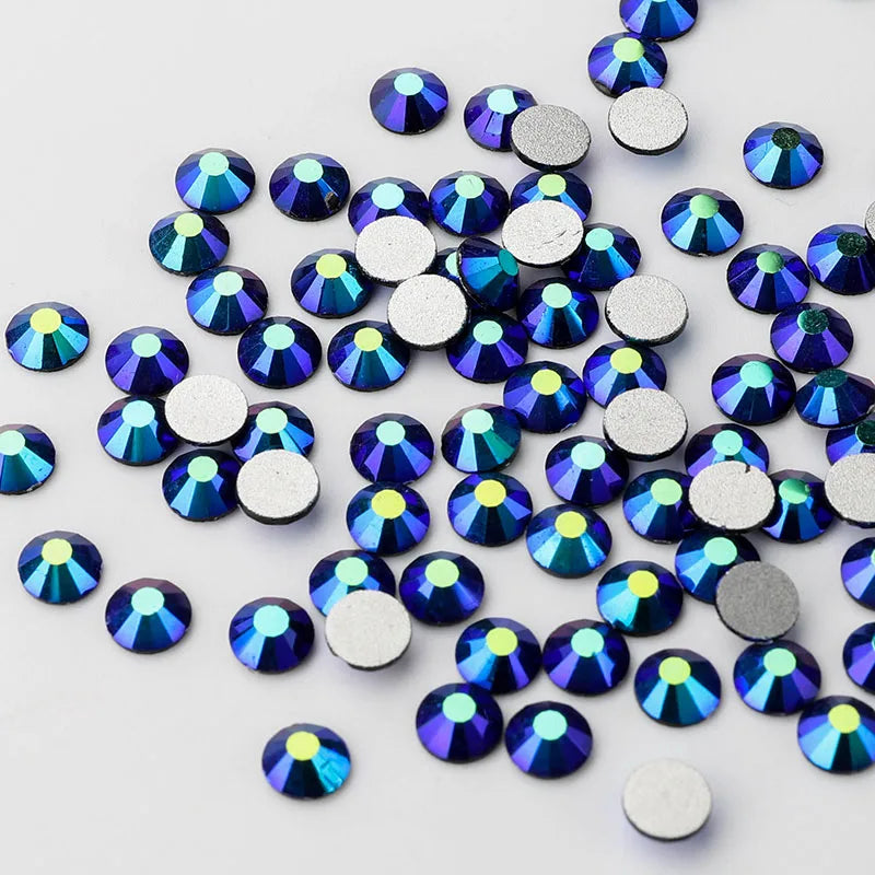 Diamond Stone Champagne Factory Wholesale Crystal AB Glass Flat Back Non Hot Fix Crystal Rhinestone in Bulk Silver 1 Bag Glue on