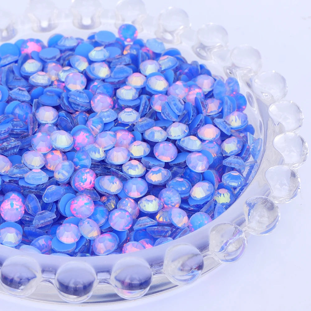 Blue Colors Glass Bling Crystal Wholesale Rhinestone Non Hotfix Flat Back Crystal Glass  for Clothing Accessories
