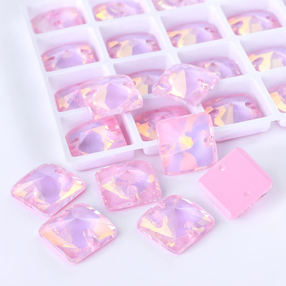 Rivoli Square 15Colors K9 Ready to Ship Glass Sew-on Rhinestone Bling Bling Accessories for Decoration Garments Dress