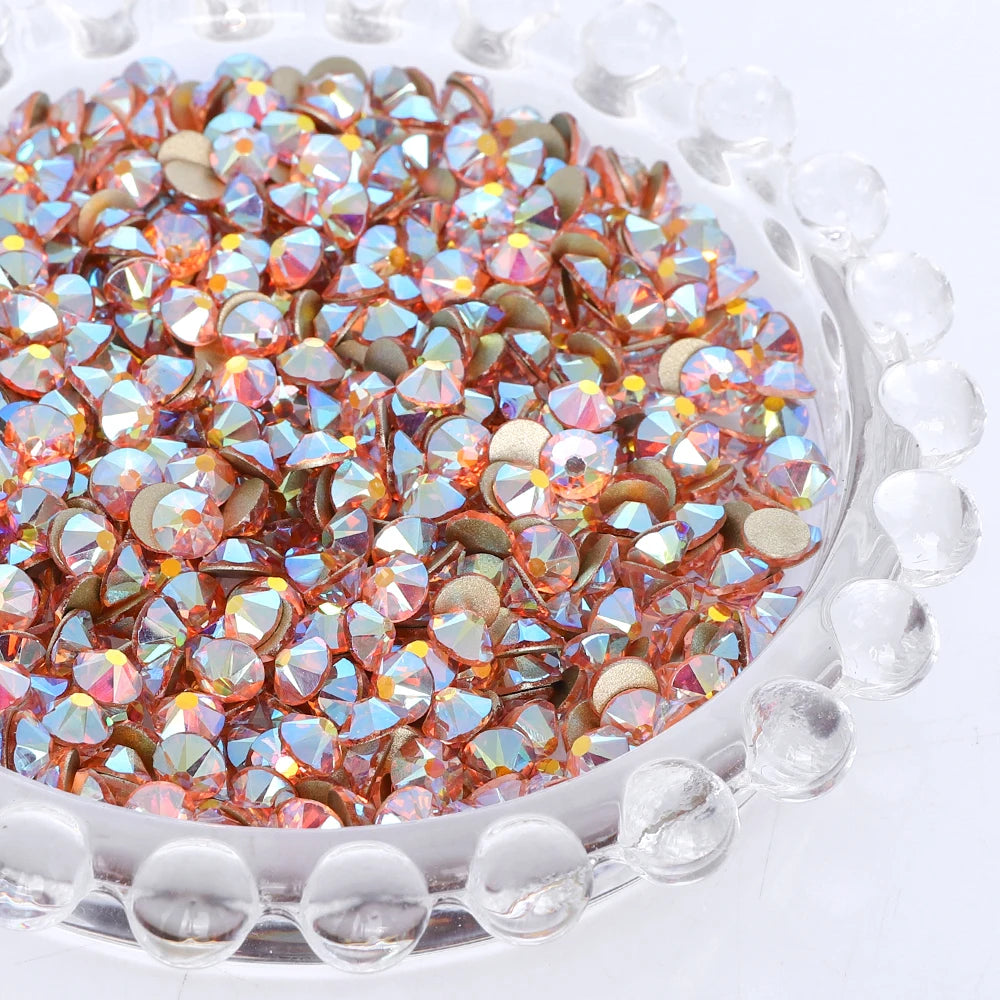 SS10-SS40 Colorful Non Hotfix Rhinestones Golden Base Flat Back Bling Glitter Glass Stones Crystal Strass Diamond for Nail