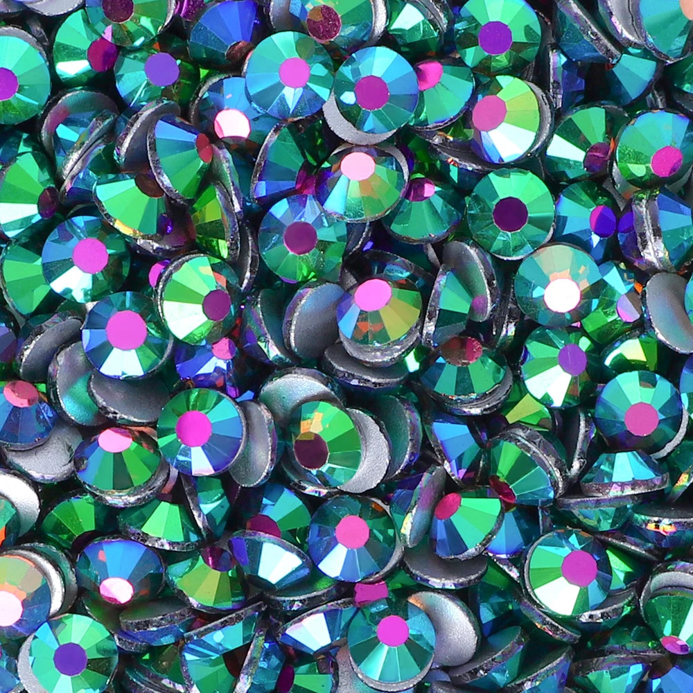 2024 New Design Wholesale Green Colors 30 Kinds Green Rhinestone Rhinestone Non Hotfix Flat Back Crystal Glass  for GYM Clothing