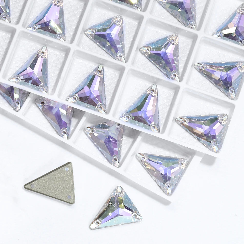 3271 Hot Selling Slim Triangle Factory Direct Wholesale High Quality Durable Shimmering Clear Glass Crystal Sew-On Rhinestones