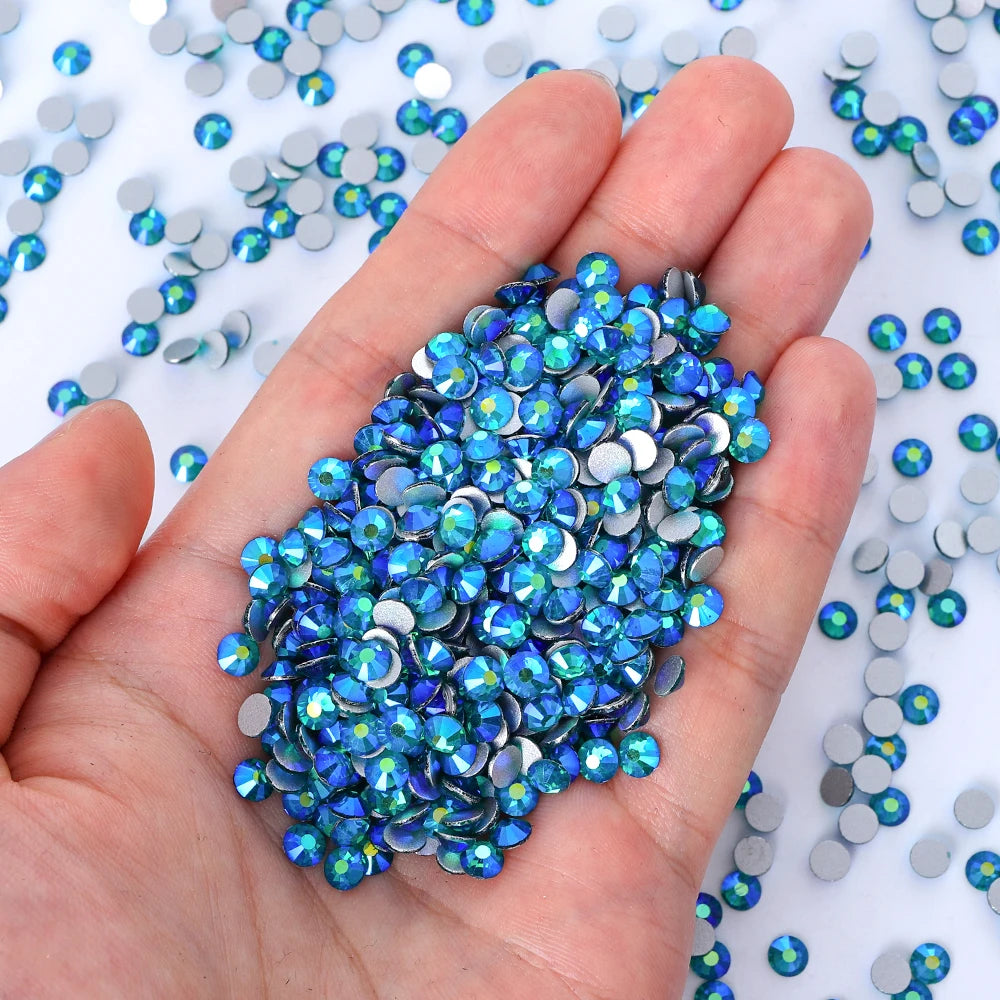 QIYI Wholesale Top Quality Non Hot Fix Strass Nail Stones Flatback Glass Crystal AB Rhinestone